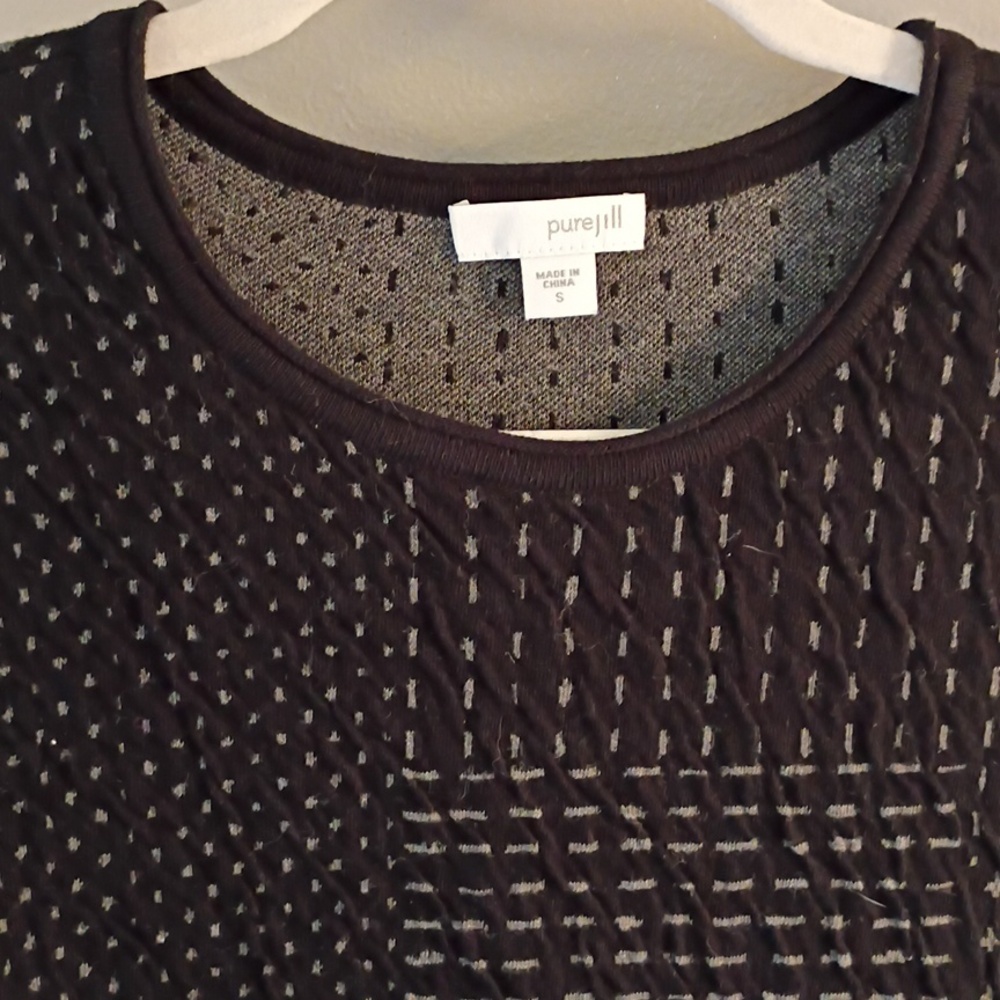 PureJill Black Sweater with Gray Stitching